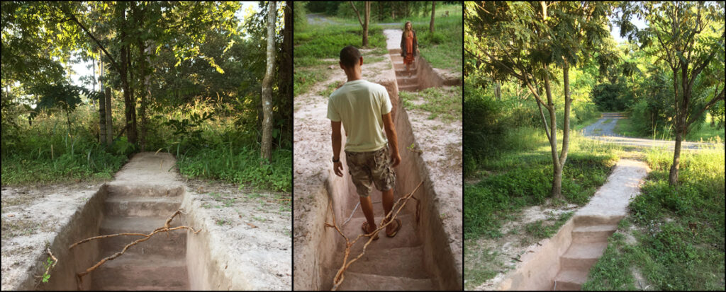 installation of pathways dug into the earth